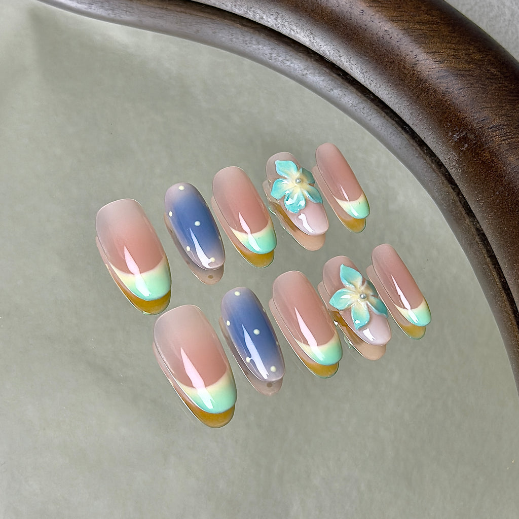 Capri press-on nail set displayed flat