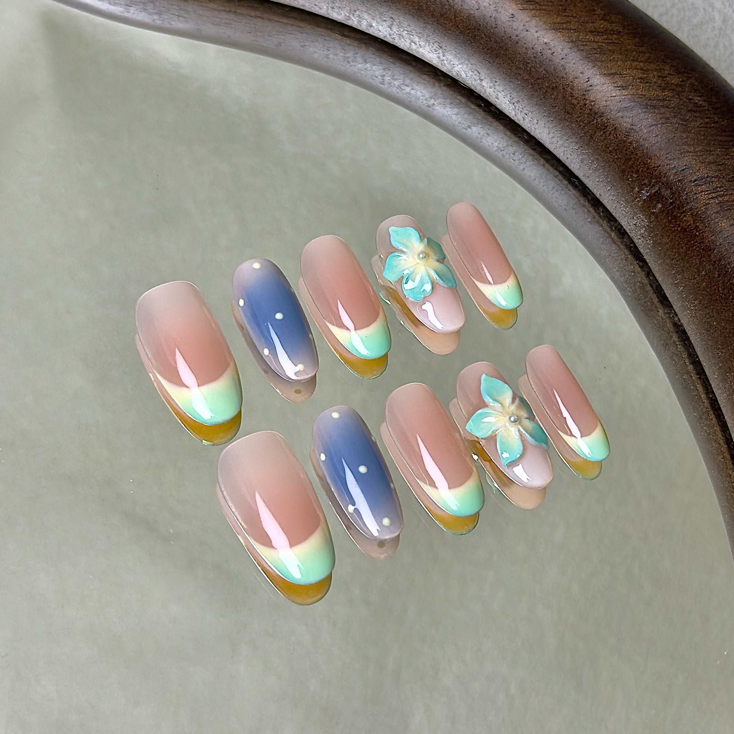 Capri press-on nail set displayed flat