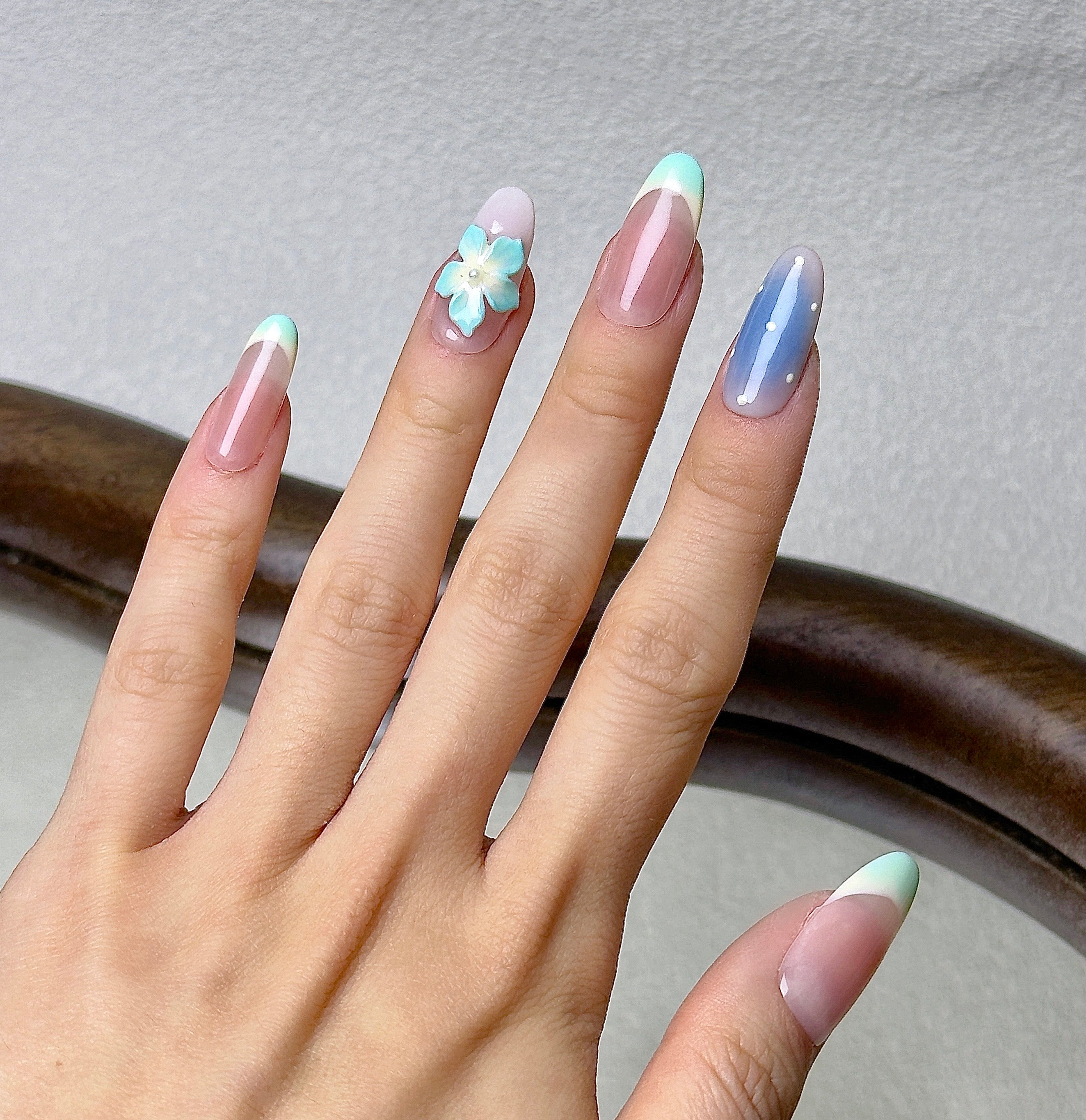 Capri press-on nails worn on hand