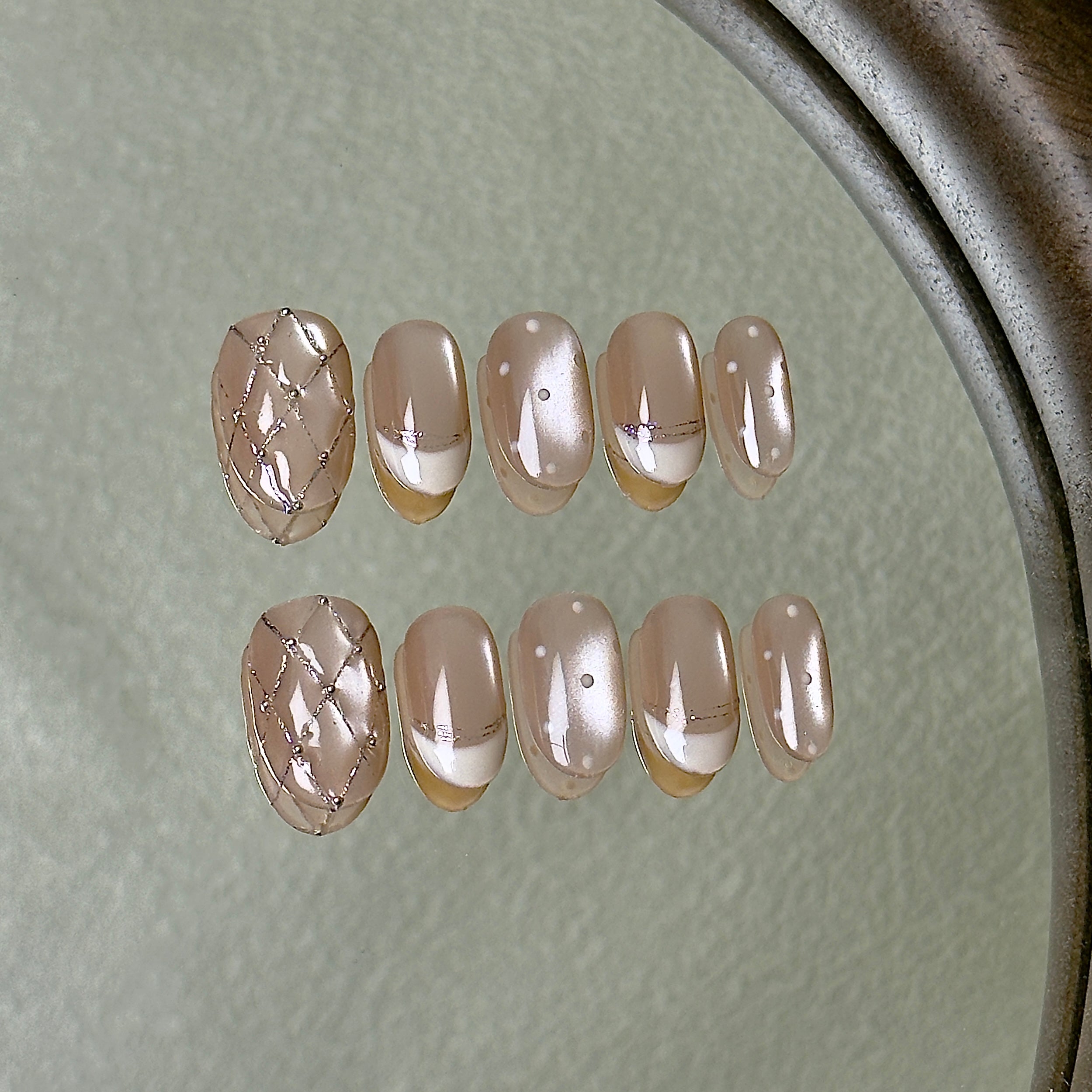 Coco press-on nail set displayed flat