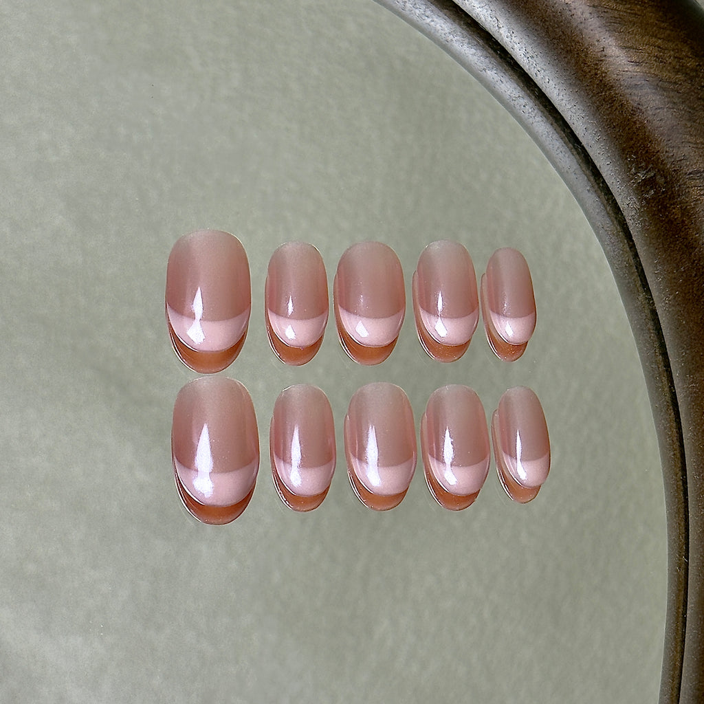 Ballet press-on nail set displayed flat