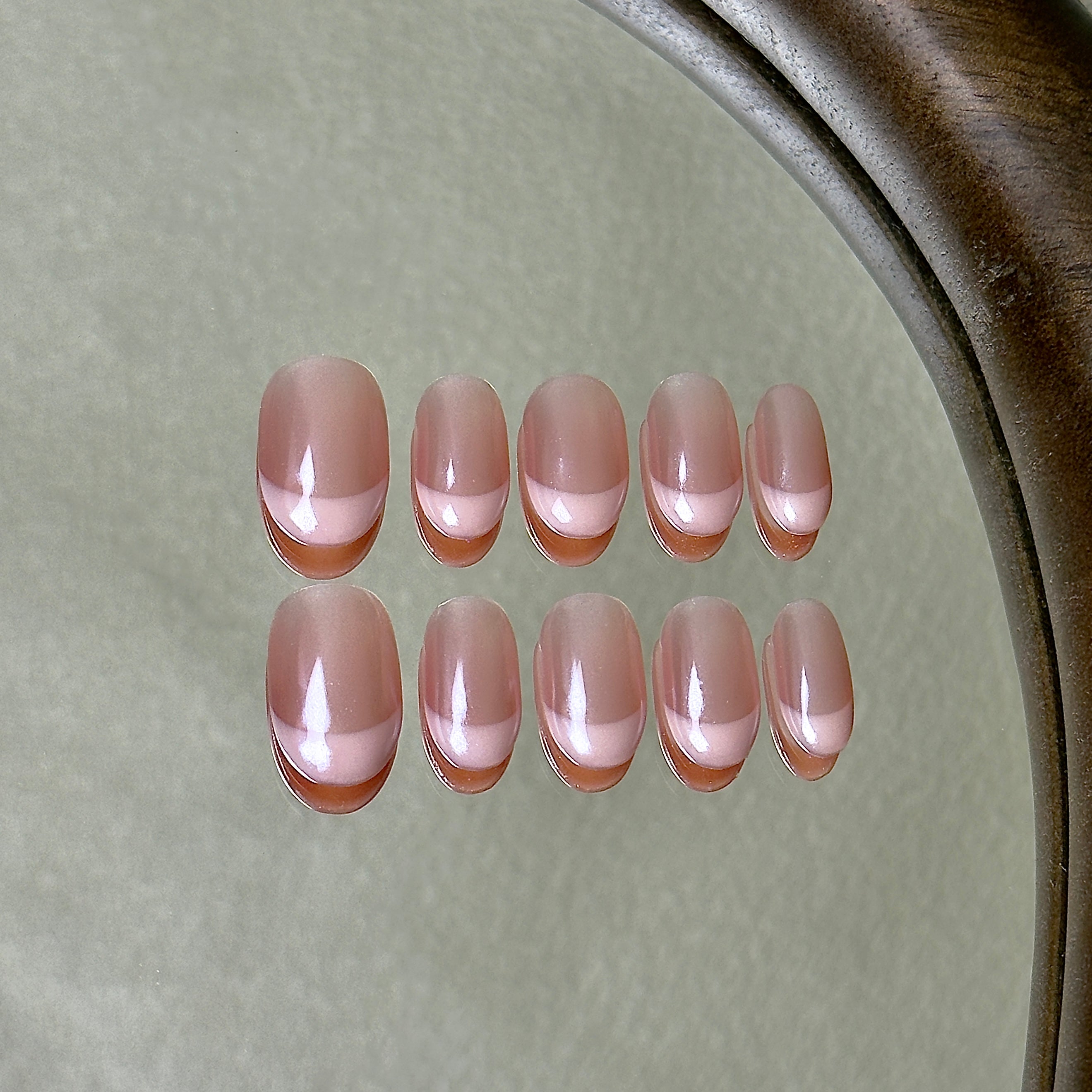 Ballet press-on nail set displayed flat