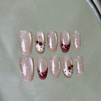 Griotte press-on nail set displayed flat