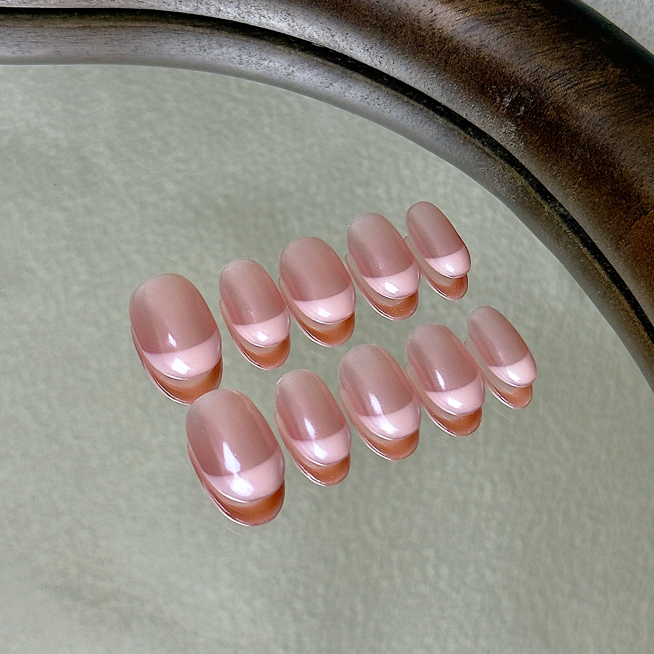 Ballet press-on nail set displayed flat