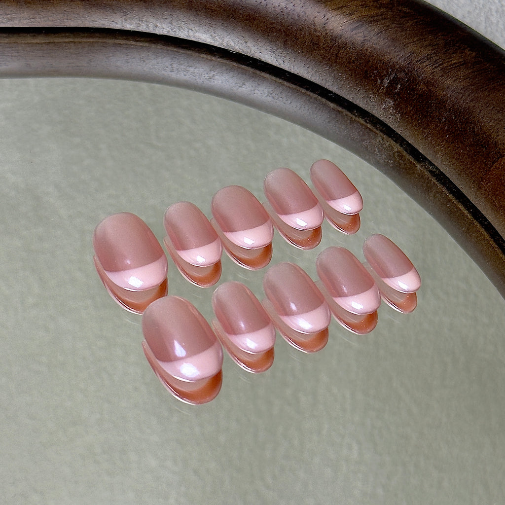 Ballet press-on nail set displayed flat