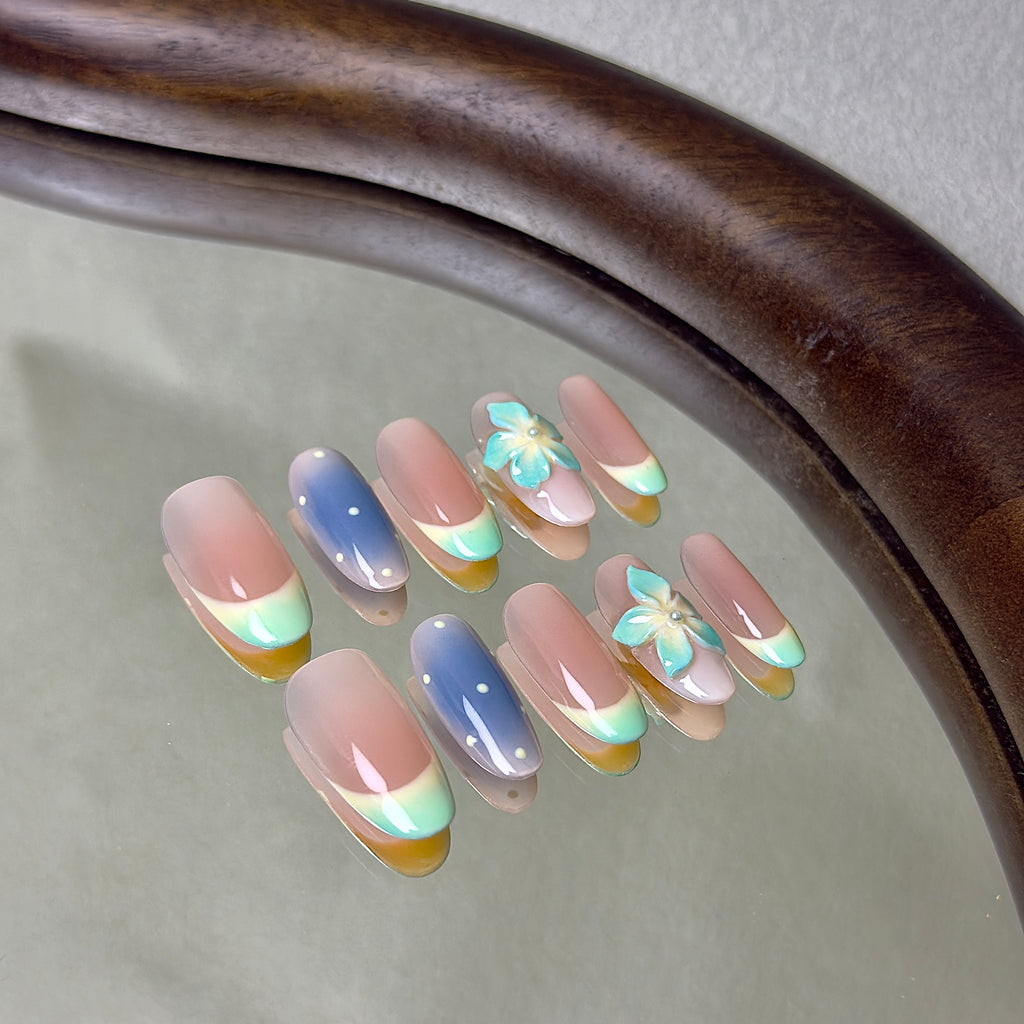 Capri press-on nail set displayed flat