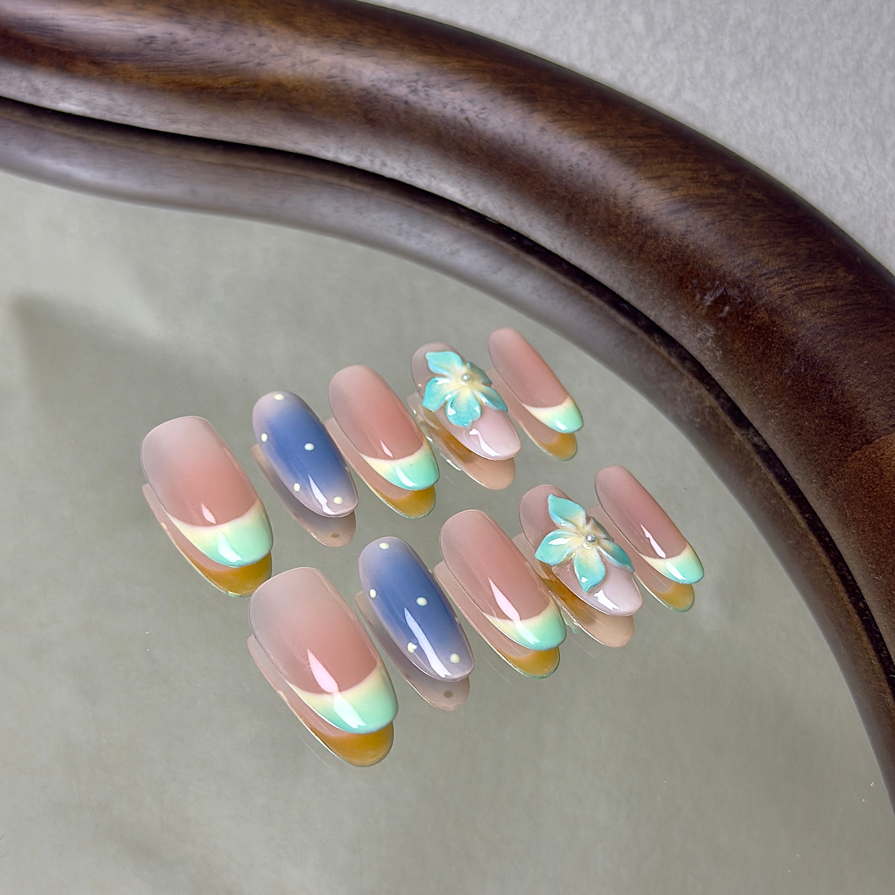 Capri press-on nail set displayed flat